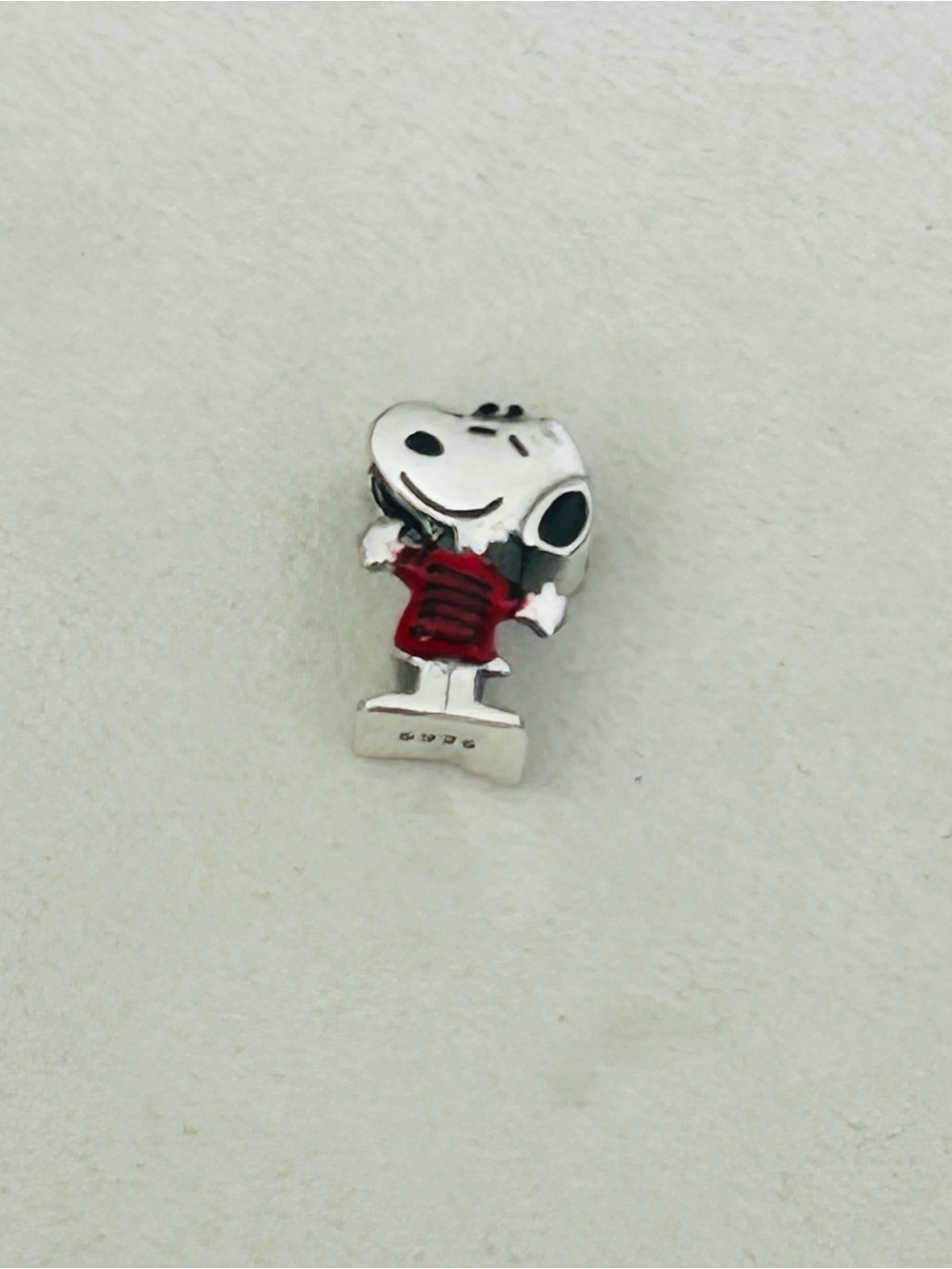 925 Sterling Silver Snoopy Charm Pendant with Red Sweater for Bracelet